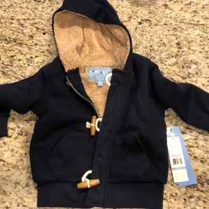 Toddler Boys Navy Toggle Coat with furry lining 3T